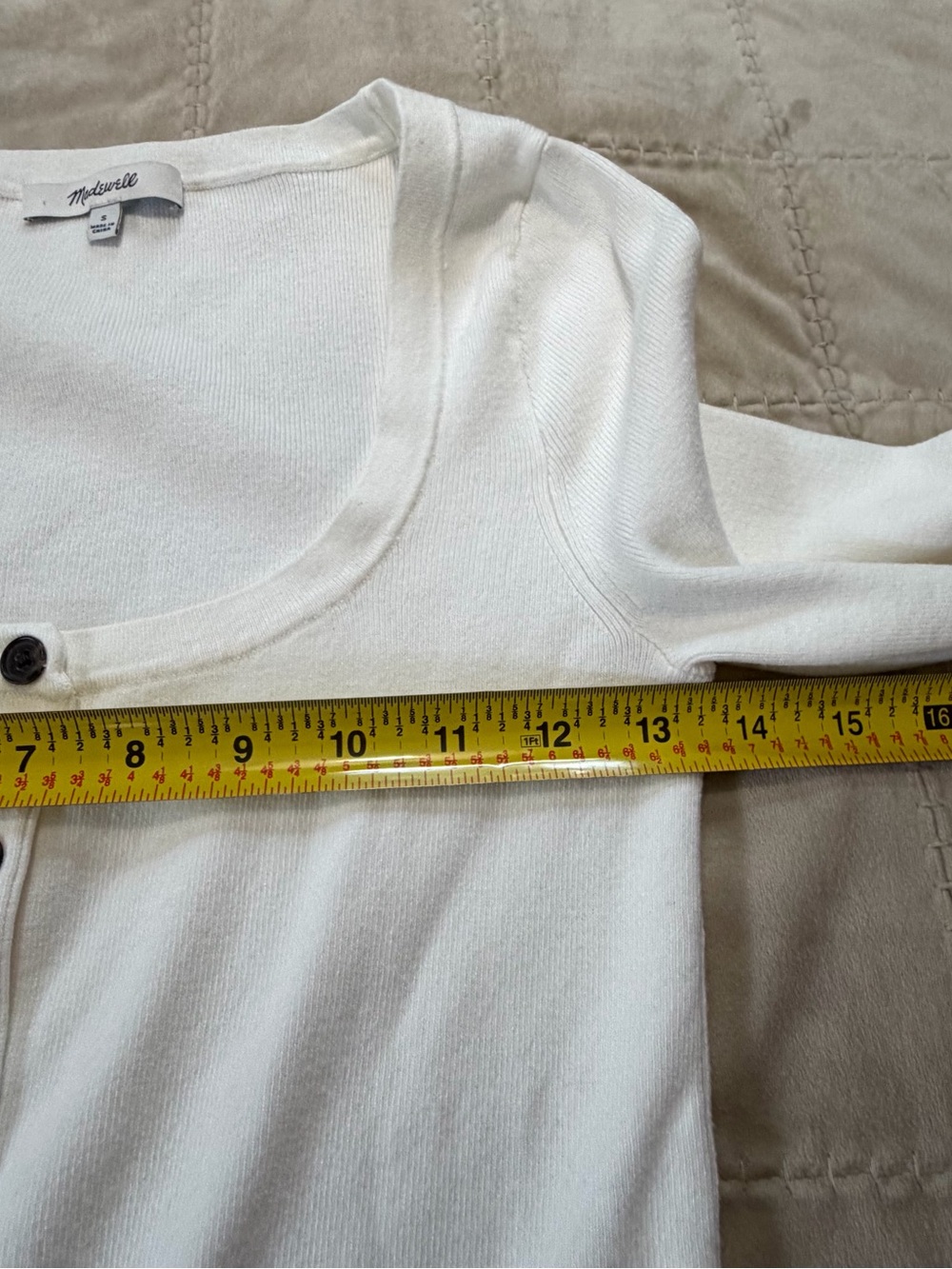 Madewell White Ribbed Button-Front Cardigan Size Small - Picture 6 of 7